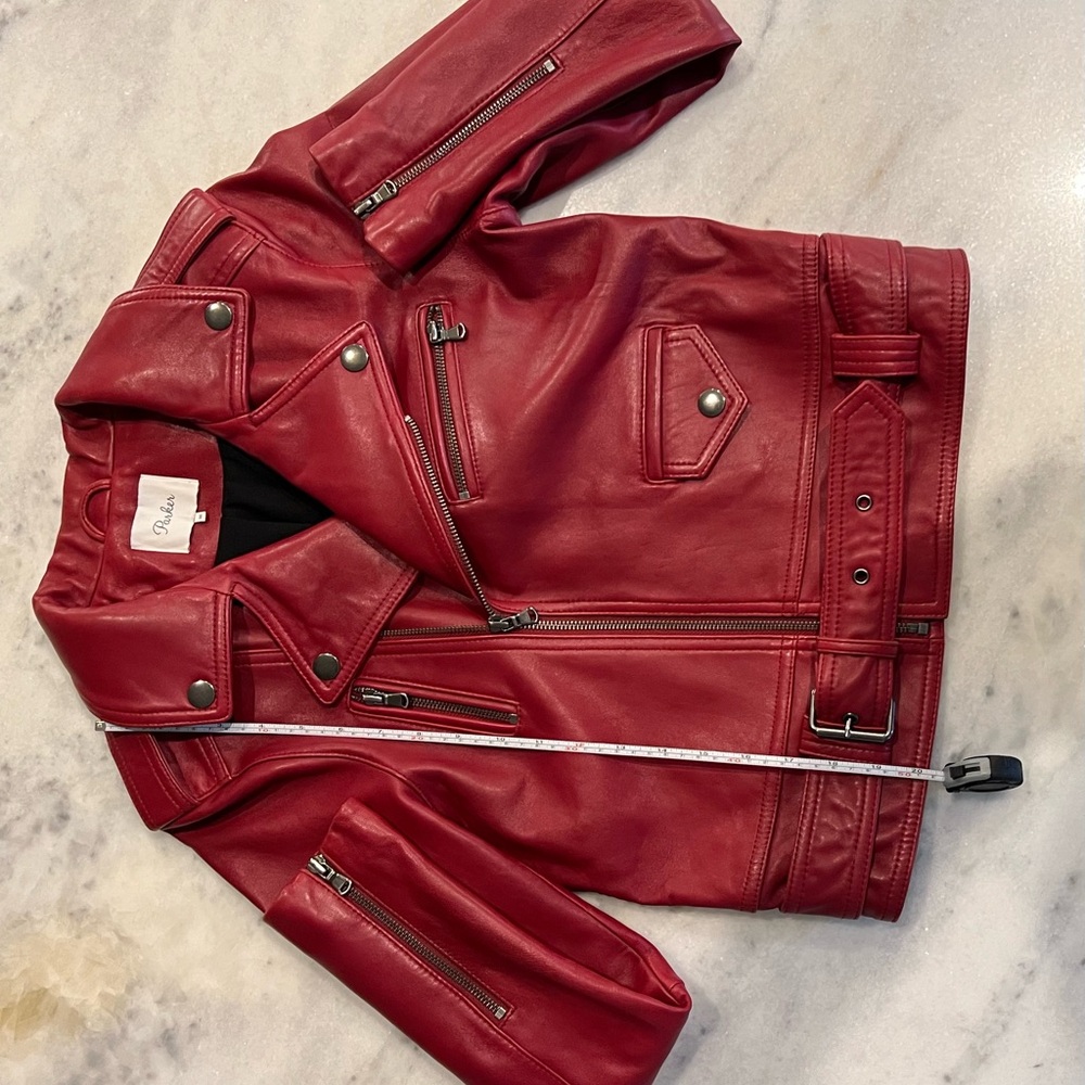 Parker Red Leather Jacket M Excellent Condition
